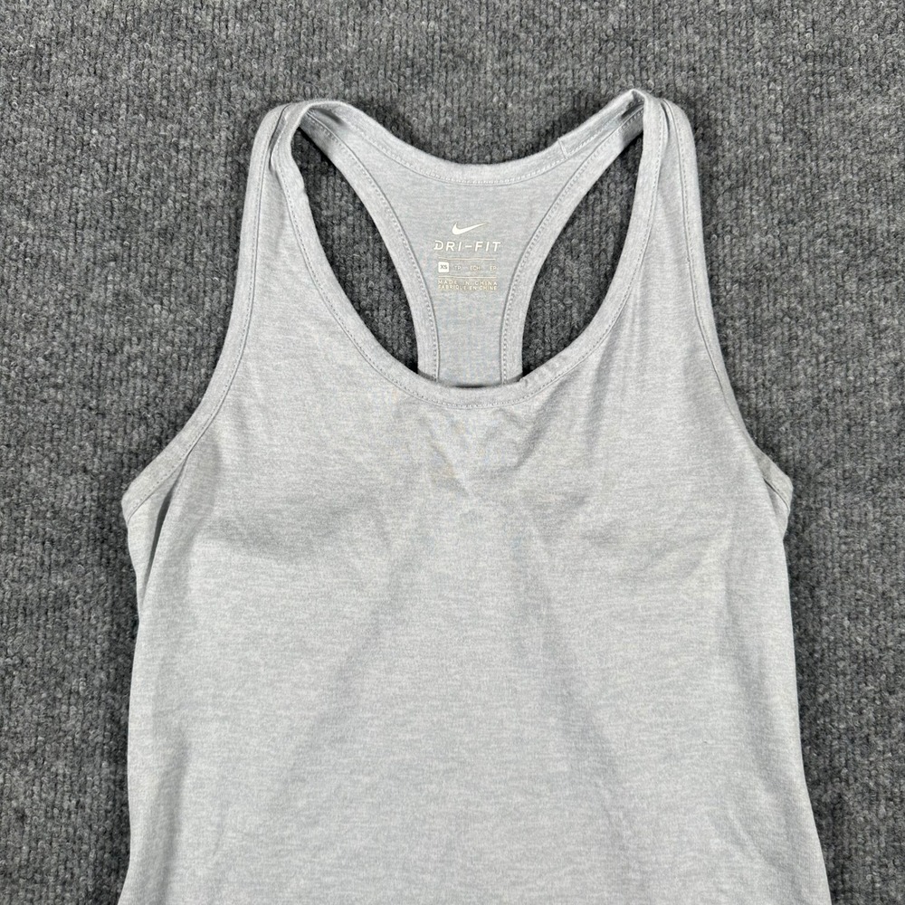 Nike Tank Top Womens Size XS Gray Dri-Fit Racerback Mesh Panel Athletic Gym
